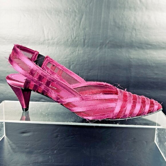 Pedro Garcia Mesh Slingback Low Pumps Women's Sz US 6 / 6.5 EU 37 Purple Magenta - Picture 2 of 13